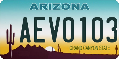 AZ license plate AEV0103