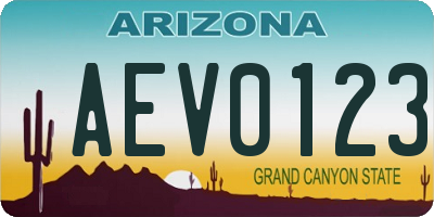 AZ license plate AEV0123