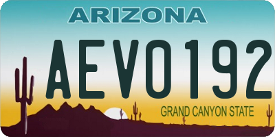 AZ license plate AEV0192