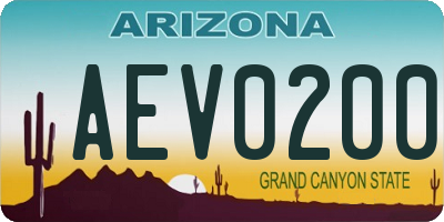 AZ license plate AEV0200
