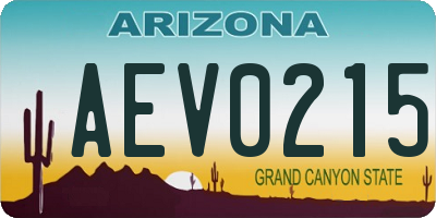 AZ license plate AEV0215