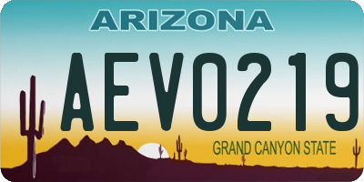 AZ license plate AEV0219