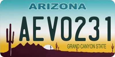 AZ license plate AEV0231