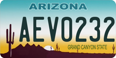 AZ license plate AEV0232