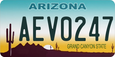 AZ license plate AEV0247