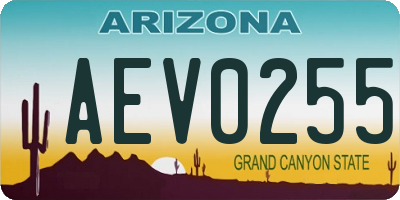 AZ license plate AEV0255