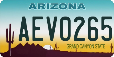 AZ license plate AEV0265
