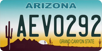 AZ license plate AEV0292