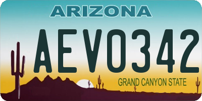 AZ license plate AEV0342