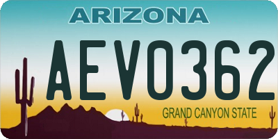 AZ license plate AEV0362