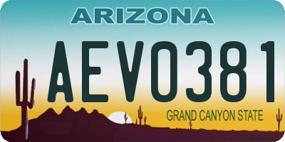AZ license plate AEV0381