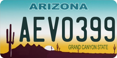 AZ license plate AEV0399