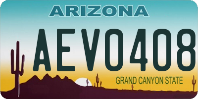 AZ license plate AEV0408