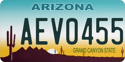 AZ license plate AEV0455