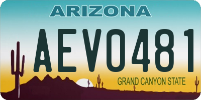 AZ license plate AEV0481