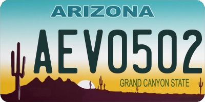 AZ license plate AEV0502