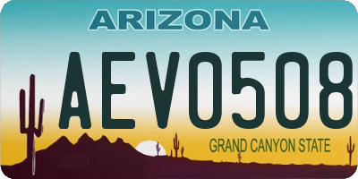 AZ license plate AEV0508