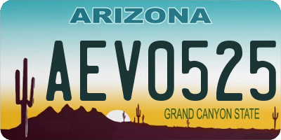 AZ license plate AEV0525