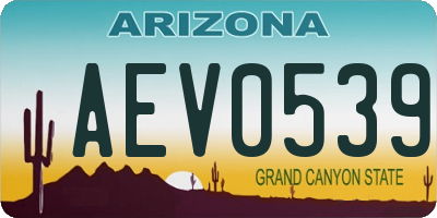 AZ license plate AEV0539
