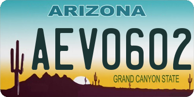 AZ license plate AEV0602