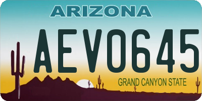 AZ license plate AEV0645