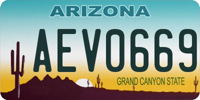 AZ license plate AEV0669