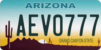 AZ license plate AEV0777