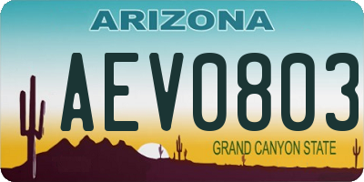 AZ license plate AEV0803