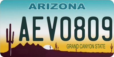 AZ license plate AEV0809