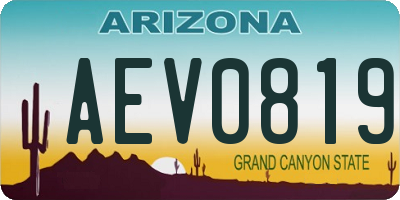 AZ license plate AEV0819