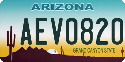 AZ license plate AEV0820
