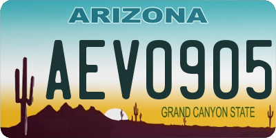 AZ license plate AEV0905
