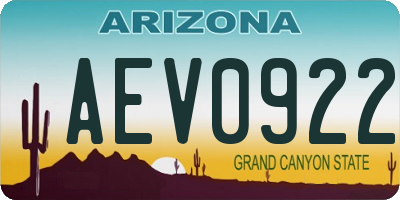 AZ license plate AEV0922
