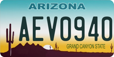 AZ license plate AEV0940
