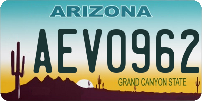 AZ license plate AEV0962