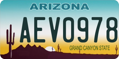 AZ license plate AEV0978