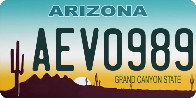 AZ license plate AEV0989