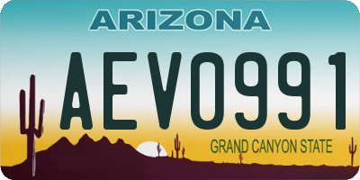 AZ license plate AEV0991