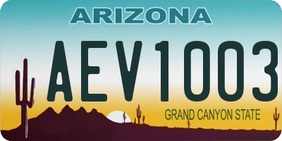 AZ license plate AEV1003