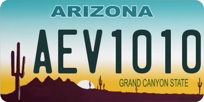 AZ license plate AEV1010