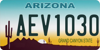 AZ license plate AEV1030