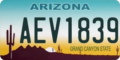AZ license plate AEV1839