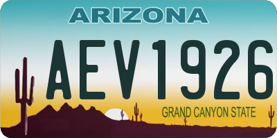 AZ license plate AEV1926