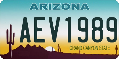 AZ license plate AEV1989
