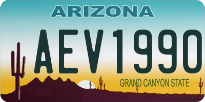 AZ license plate AEV1990