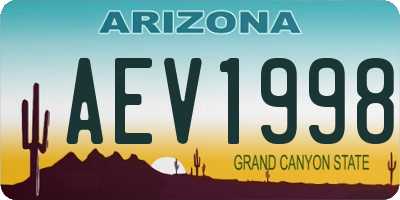 AZ license plate AEV1998