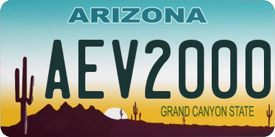 AZ license plate AEV2000