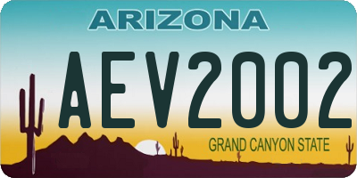 AZ license plate AEV2002