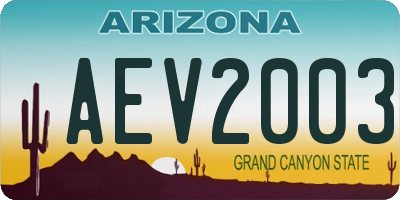AZ license plate AEV2003