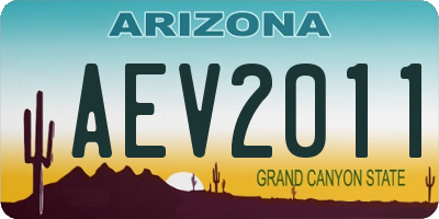 AZ license plate AEV2011